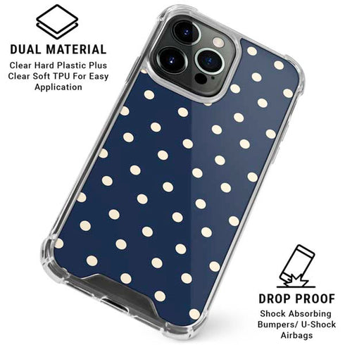 Blue and Cream Polka Dots iPhone 16 Pro Clear Case